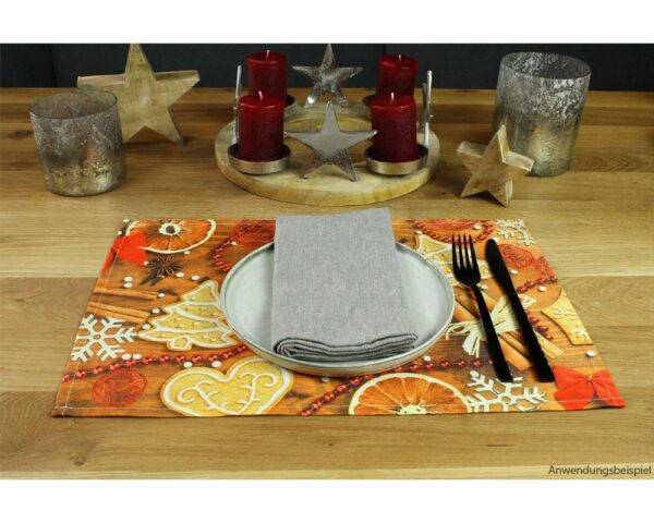 matches21 - Webshop Tischsets Stoff CLOTH waschbar Plaetzchen Perlen Deko auf Holz Weihnachten 126223 4 1 21