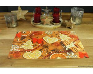 matches21 - Webshop Tischsets Stoff CLOTH waschbar Plaetzchen Perlen Deko auf Holz Weihnachten 126223 5 1 30