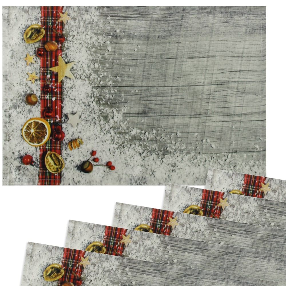 matches21 - Webshop Tischsets Stoff CLOTH waschbar Stoffband Weihnachtsdeko Holz Weihnachten 126212 3 1 4