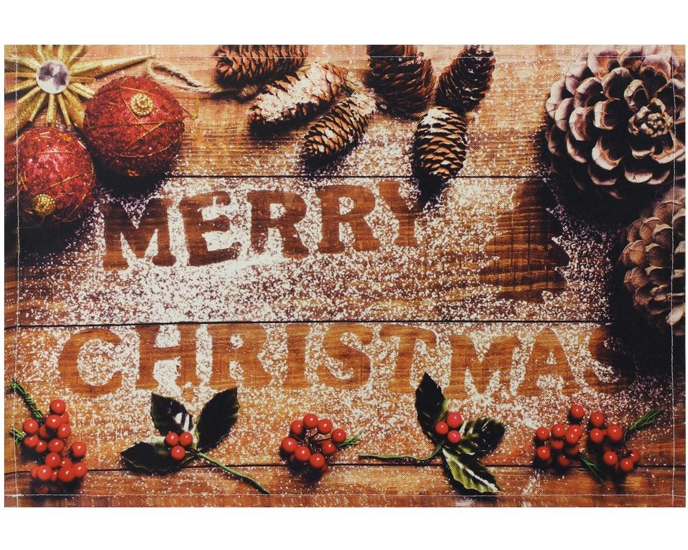 matches21 - Webshop Tischsets Stoff CLOTH waschbar Weihnachten MERRY CHRISTMAS Holz 126213 1 1 2