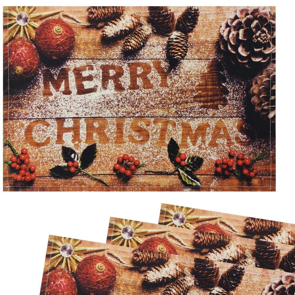 matches21 - Webshop Tischsets Stoff CLOTH waschbar Weihnachten MERRY CHRISTMAS Holz 126213 2 1 3