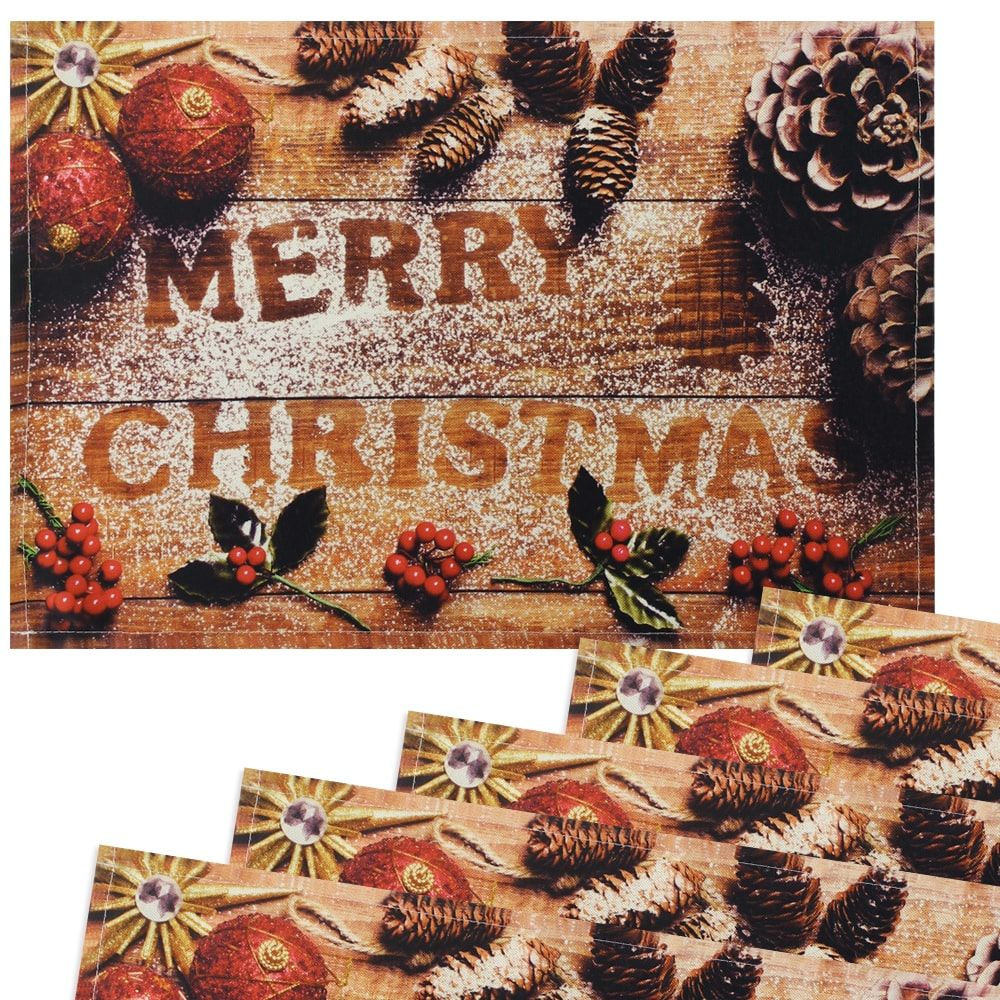 matches21 - Webshop Tischsets Stoff CLOTH waschbar Weihnachten MERRY CHRISTMAS Holz 126213 3 1 4