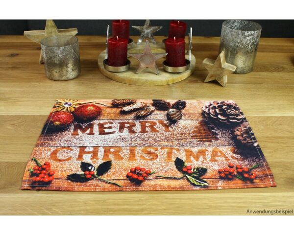 matches21 - Webshop Tischsets Stoff CLOTH waschbar Weihnachten MERRY CHRISTMAS Holz 126213 7 1 22