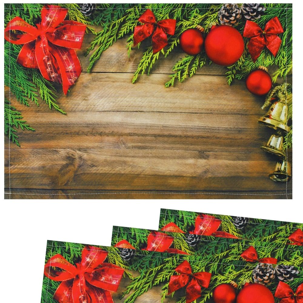 matches21 - Webshop Tischsets Stoff CLOTH waschbar Weihnachtsdeko Schleifen Gloeckchen Holz 126215 1 1 19