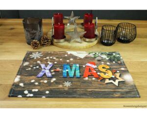 matches21 - Webshop Tischsets Stoff CLOTH waschbar Weihnachtsdeko XMAS Holz Schneeflocken 126218 7 1 30