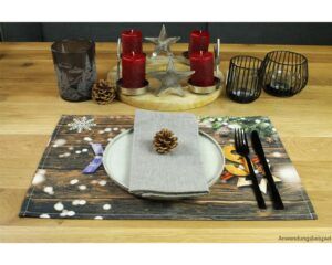 matches21 - Webshop Tischsets Stoff CLOTH waschbar Weihnachtsdeko XMAS Holz Schneeflocken 126218 8 1 31