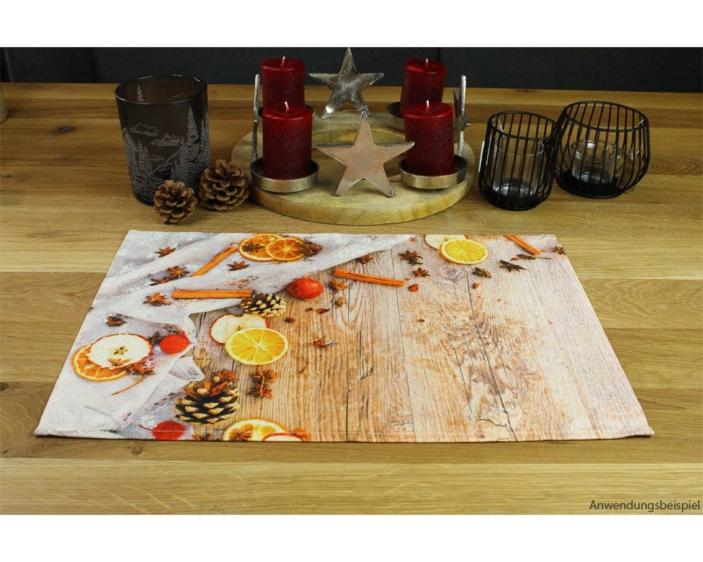 matches21 - Webshop Tischsets Stoff CLOTH waschbar Weihnachtsgewuerze Zapfen Holz Weihnachten 126216 7 1 6