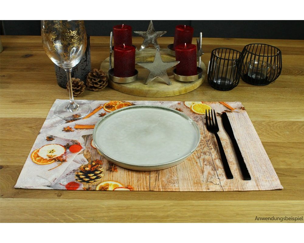 matches21 - Webshop Tischsets Stoff CLOTH waschbar Weihnachtsgewuerze Zapfen Holz Weihnachten 126216 8 1 7