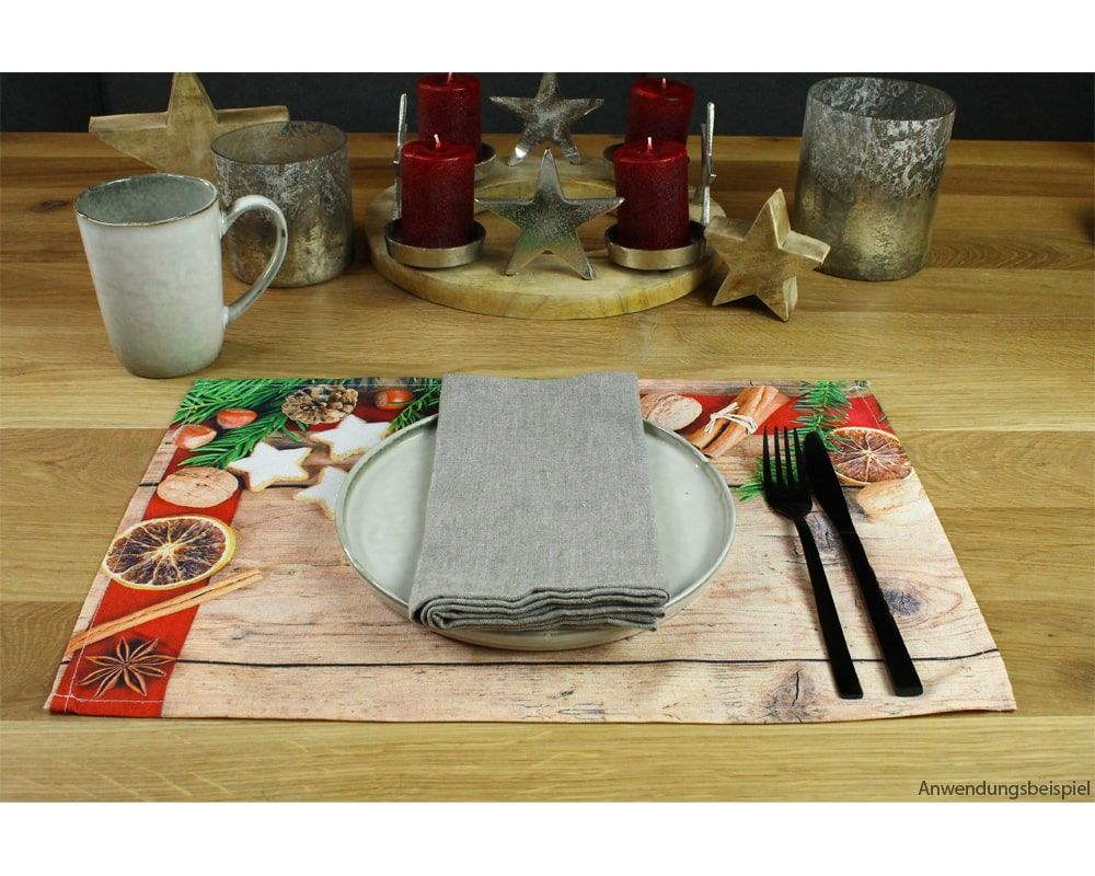 matches21 - Webshop Tischsets Stoff CLOTH waschbar Weihnachtsgewuerze Zimtsterne Weihnachten 126210 8 1 7