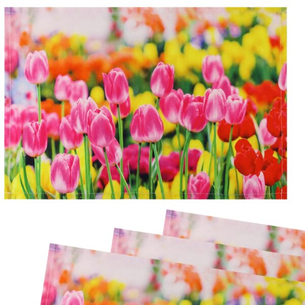 matches21 - Webshop Tischsets Stoff CLOTH waschbar pinke Tulpen Blumenwiese bunt 126332 1 1 13