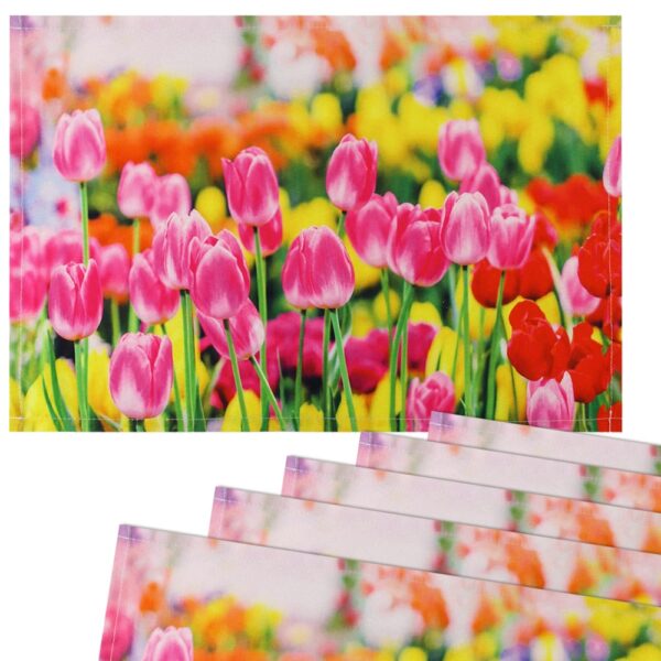 matches21 - Webshop Tischsets Stoff CLOTH waschbar pinke Tulpen Blumenwiese bunt 126332 2 1 14