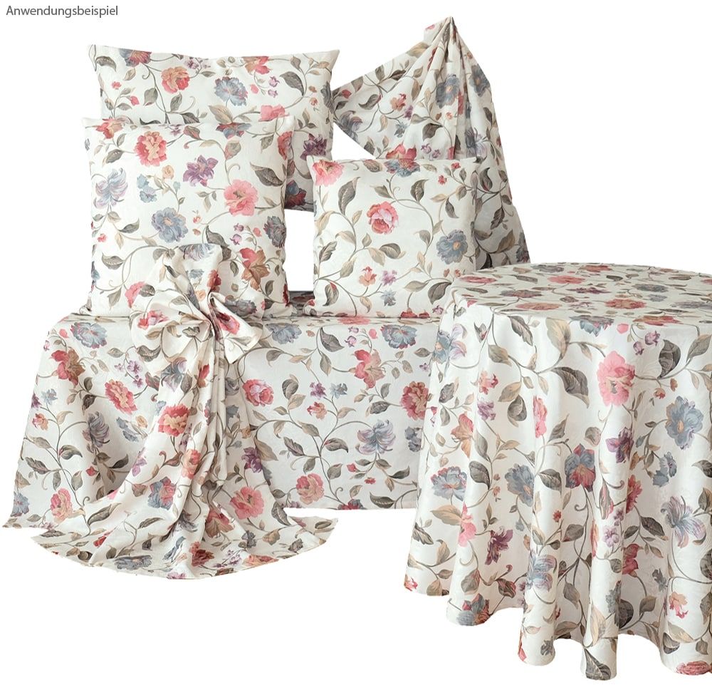 matches21 Tischtuch Tischdecke bunte Blumen auf Jaquard Stoff Tischwaesche 130 cm 121141 2 1 3