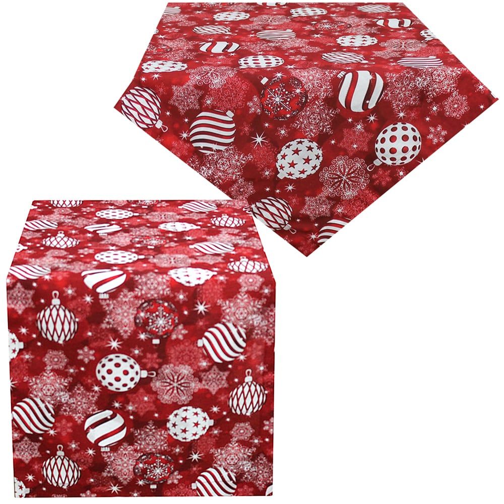 matches21 - Webshop Tischwaesche BETTINA Kugeln und Sterne rot weiss Baumwolle Polyester viele Modelle 125669 1 15