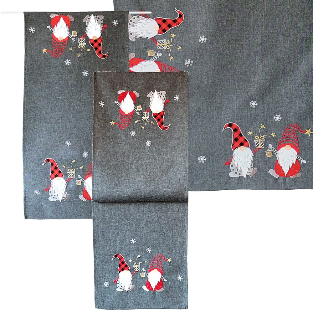 matches21 - Webshop Tischwaesche CARINA Wichtel Winter Stick Mitteldecken bunt Polyester 3 Modelle 125833 1 1 1