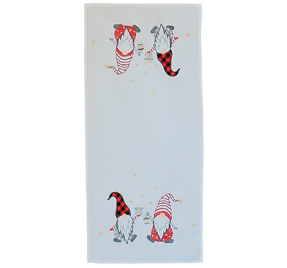 matches21 - Webshop Tischwaesche CARINA Wichtel Winter Stick Mitteldecken weiss bunt Poly 3 Modelle 125835 2 1 4