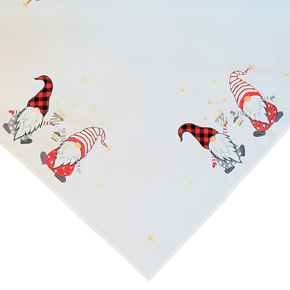 matches21 - Webshop Tischwaesche CARINA Wichtel Winter Stick Mitteldecken weiss bunt Poly 3 Modelle 125835 3 1 2
