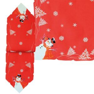 matches21 - Webshop Tischwaesche DOREEN Schneemaenner Stick Mitteldecken rot Polyester 2 Modelle 125841 1 6