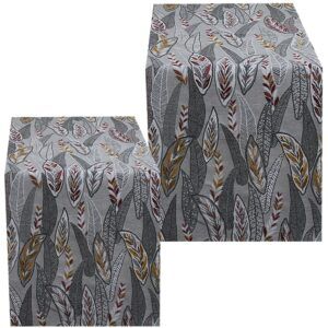 matches21 - Webshop Tischwaesche EDITH Federn Druck Tischlaeufer bunt Baumwolle Polyester in 2 Groessen 125610 1 10