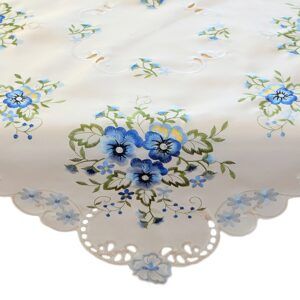 matches21 - Webshop Tischwaesche Heimtextilien Stiefmuetterchen weiss und Stick blau 1 Stk viele Modelle 124098 1 1 10