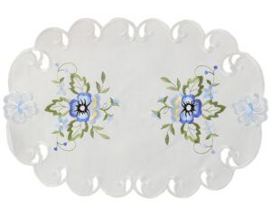 matches21 - Webshop Tischwaesche Heimtextilien Stiefmuetterchen weiss und Stick blau 1 Stk viele Modelle 124098 3 1 12