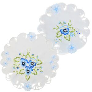 matches21 - Webshop Tischwaesche Heimtextilien Stiefmuetterchen weiss und Stick blau 1 Stk viele Modelle 124098 7 1 16