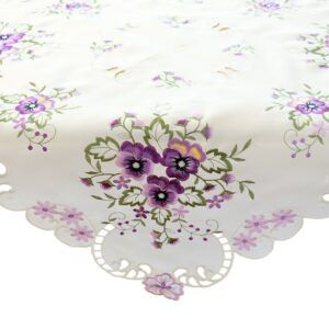 matches21 - Webshop Tischwaesche Heimtextilien Stiefmuetterchen weiss und Stick lila 1 Stk viele Modelle 124102 1 1 10