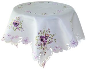 matches21 - Webshop Tischwaesche Heimtextilien Stiefmuetterchen weiss und Stick lila 1 Stk viele Modelle 124102 2 1 11
