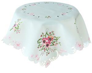 matches21 - Webshop Tischwaesche Heimtextilien Stiefmuetterchen weiss und Stick rosa 1 Stk viele Modelle 124100 2 1 11