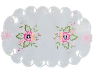 matches21 - Webshop Tischwaesche Heimtextilien Stiefmuetterchen weiss und Stick rosa 1 Stk viele Modelle 124100 3 1 12