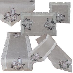 matches21 - Webshop Tischwaesche OLIVIA Kerzen Advent Mitteldecken grau silber Poly viele Modelle 125862 1 10