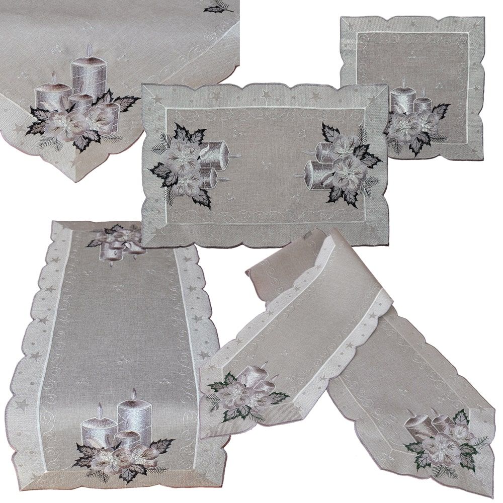 matches21 - Webshop Tischwaesche OLIVIA Kerzen Advent Mitteldecken grau silber Poly viele Modelle 125862 1 1