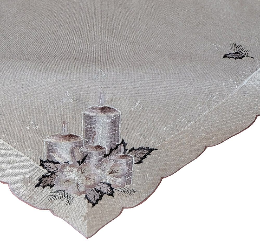 matches21 - Webshop Tischwaesche OLIVIA Kerzen Advent Mitteldecken grau silber Poly viele Modelle 125862 1 1 2
