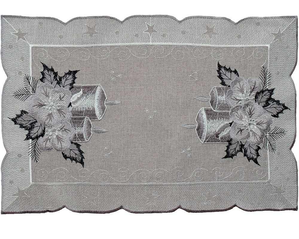matches21 - Webshop Tischwaesche OLIVIA Kerzen Advent Mitteldecken grau silber Poly viele Modelle 125862 4 1 5