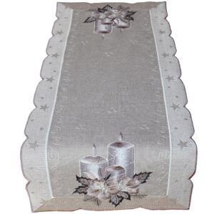 matches21 - Webshop Tischwaesche OLIVIA Kerzen Advent Mitteldecken grau silber Poly viele Modelle 125862 5 1 15