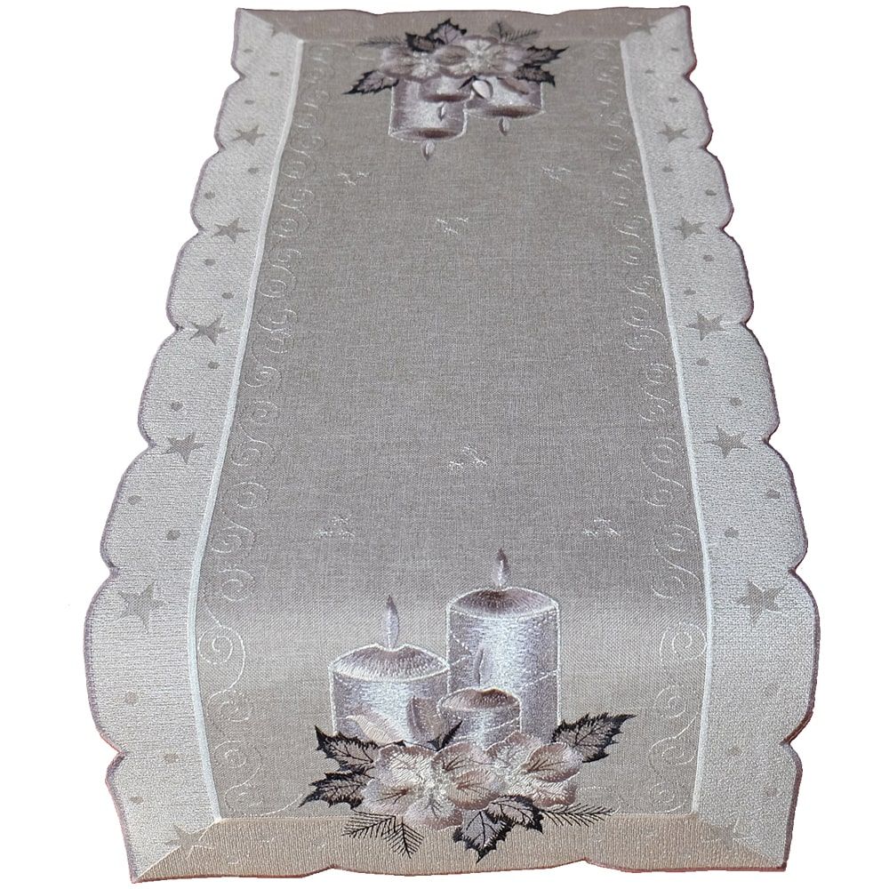 matches21 - Webshop Tischwaesche OLIVIA Kerzen Advent Mitteldecken grau silber Poly viele Modelle 125862 5 1 6