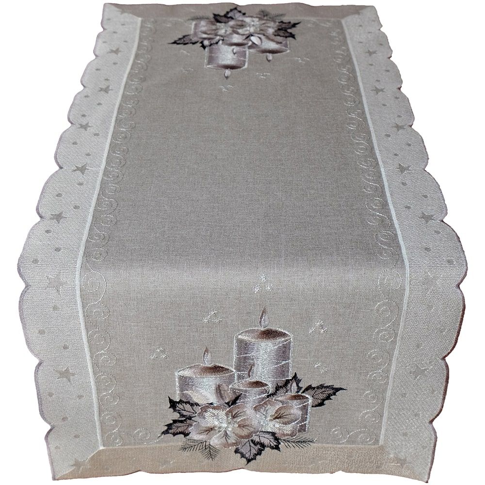 matches21 - Webshop Tischwaesche OLIVIA Kerzen Advent Mitteldecken grau silber Poly viele Modelle 125862 6 1 7