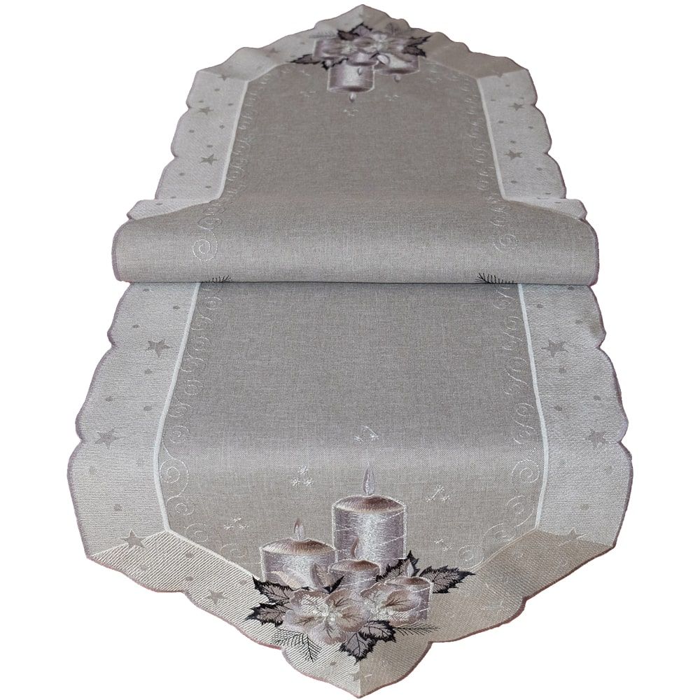 matches21 - Webshop Tischwaesche OLIVIA Kerzen Advent Mitteldecken grau silber Poly viele Modelle 125862 7 1 8