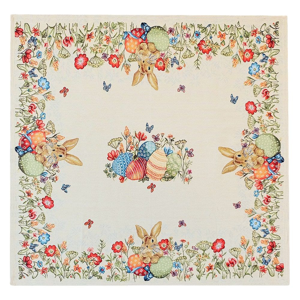 matches21 - Webshop Tischwaesche und Heimtextilien Gobelin Osterhasen Blumen beige 1 Stk viele Modelle 124072 1 1 12