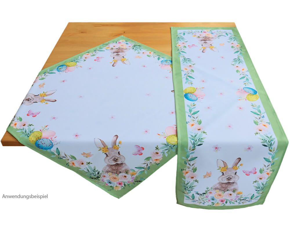 matches21 - Webshop Tischwaesche und Heimtextilien Osterhasen Ostereier und Blumen 1 Stk viele Modelle 123758 1 1