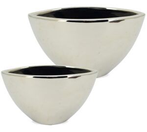 matches21 - Webshop Toepfe oval Pflanzgefaesse Pflanzschalen Pflanztoepfe Blumentoepfe silber in 2 Groessen 125417 1 10