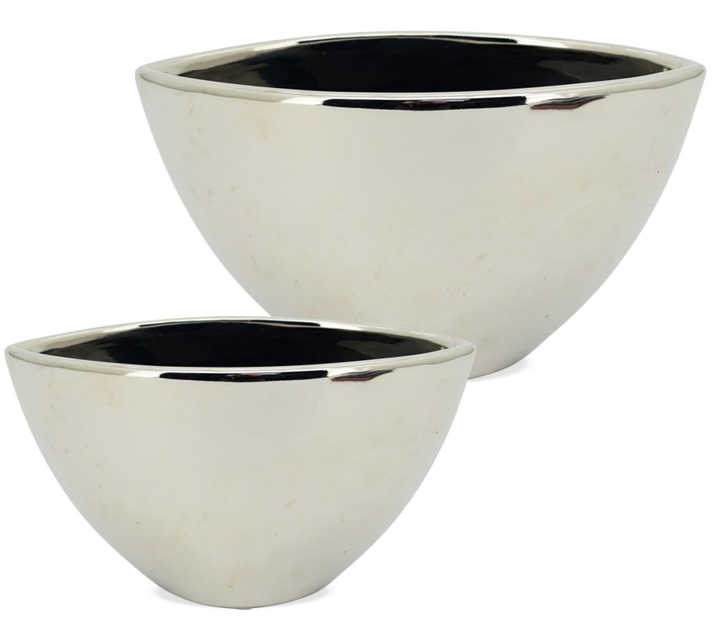 matches21 - Webshop Toepfe oval Pflanzgefaesse Pflanzschalen Pflanztoepfe Blumentoepfe silber in 2 Groessen 125417 1 8