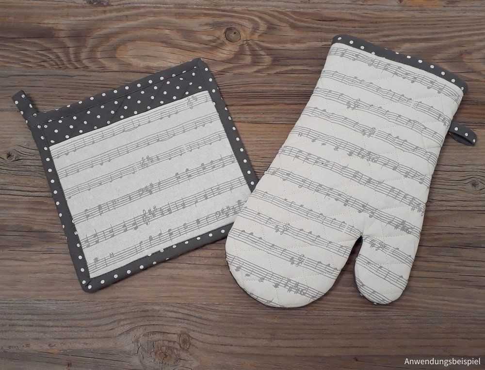 matches21 Topfhandschuh Landhaus KLARA Musik Notenzeilen und Punkte Ofenhandschuh 33cm 1 Stk 118299 1 1 2