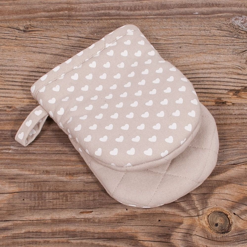 matches21 Topfhandschuh Landhaus Stil TRAUDL Herzen beige weiss Mini Ofenhandschuh 1 Stk 118096 1 1