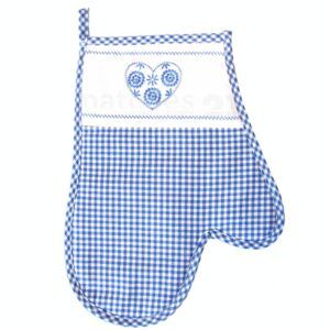 matches21 - Webshop Topfhandschuh Landhaus blau weiss kariert und Herz 1 5