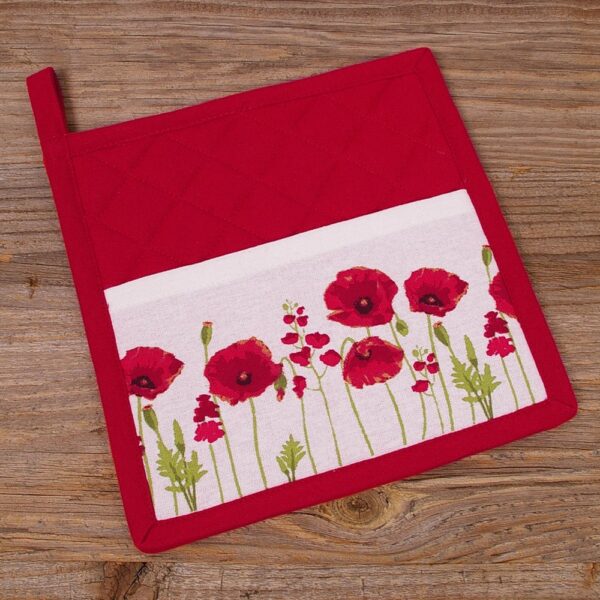 matches21 - Webshop Topflappen zum Schlupfen Landhaus MARIE uni rot und Mohn Borduere 20x20 cm 1 Stk 118160 1 1 1