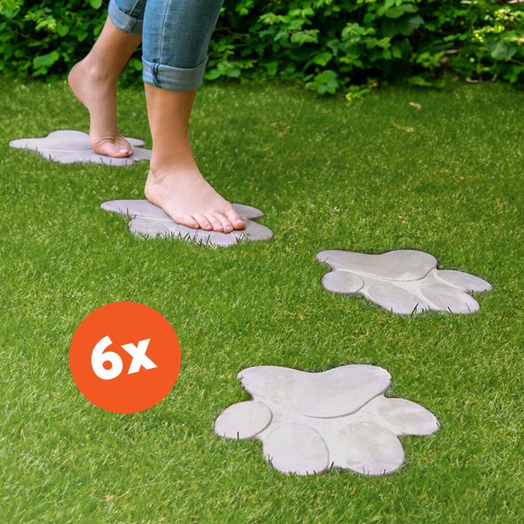 matches21 - Webshop Trittsteine Pfote 2 12 huebsche Beton Trittplatten im Set 30 x 25 cm 126430 5 1 4