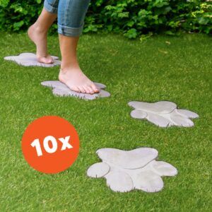 matches21 - Webshop Trittsteine Pfote 2 12 huebsche Beton Trittplatten im Set 30 x 25 cm 126430 7 1 23
