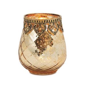matches21 - Webshop Vintage Kerzenglas Windlicht gold in 3 Groessen Modernes Windlichtglas als Kerzenstaender Laterne und Teelichthalter Boho Kerzenhalter Teelichtglas fuer Wohnzimmer Tisch Deko Balkon 1 34