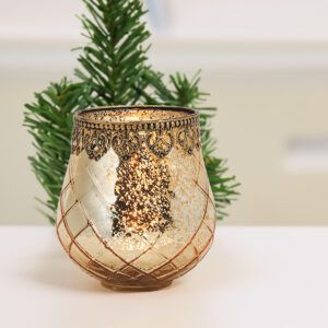 matches21 - Webshop Vintage Kerzenglas Windlicht gold in 3 Groessen Modernes Windlichtglas als Kerzenstaender Laterne und Teelichthalter Boho Kerzenhalter Teelichtglas fuer Wohnzimmer Tisch Deko Balkon 12 47