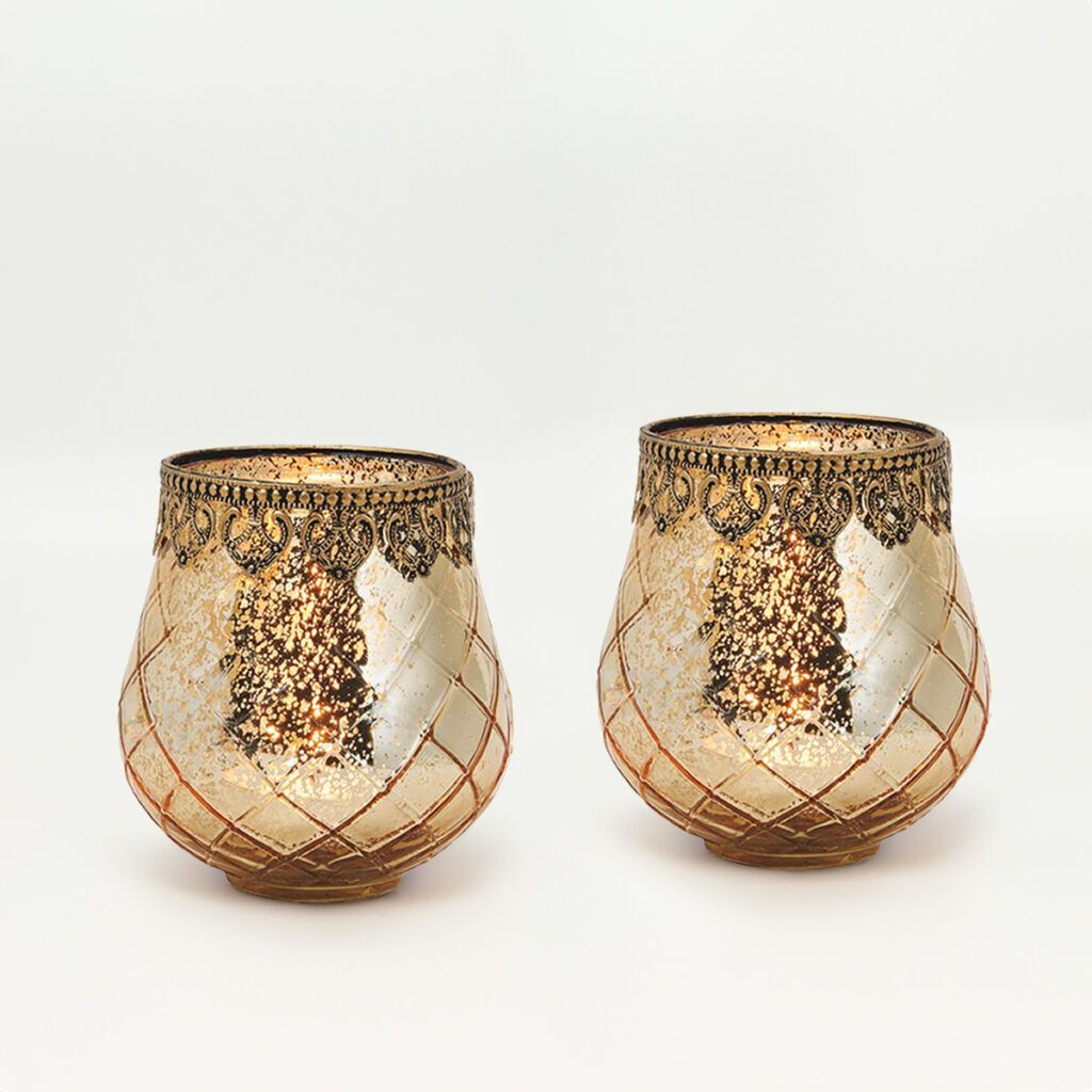 matches21 - Webshop Vintage Kerzenglas Windlicht gold in 3 Groessen Modernes Windlichtglas als Kerzenstaender Laterne und Teelichthalter Boho Kerzenhalter Teelichtglas fuer Wohnzimmer Tisch Deko Balkon 14 17